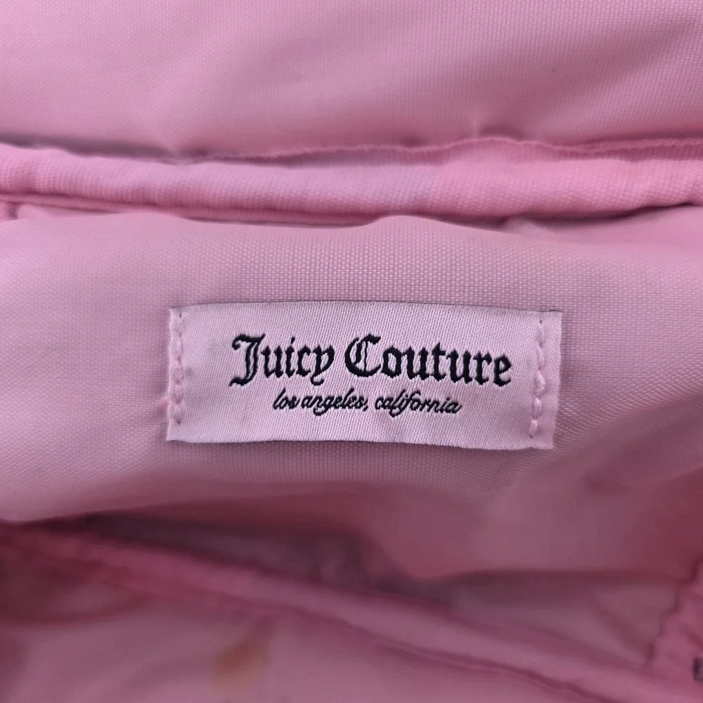 Juicy Couture Black Velour Cosmetic Makeup Bag Zipper Top Handle‎ AS IS